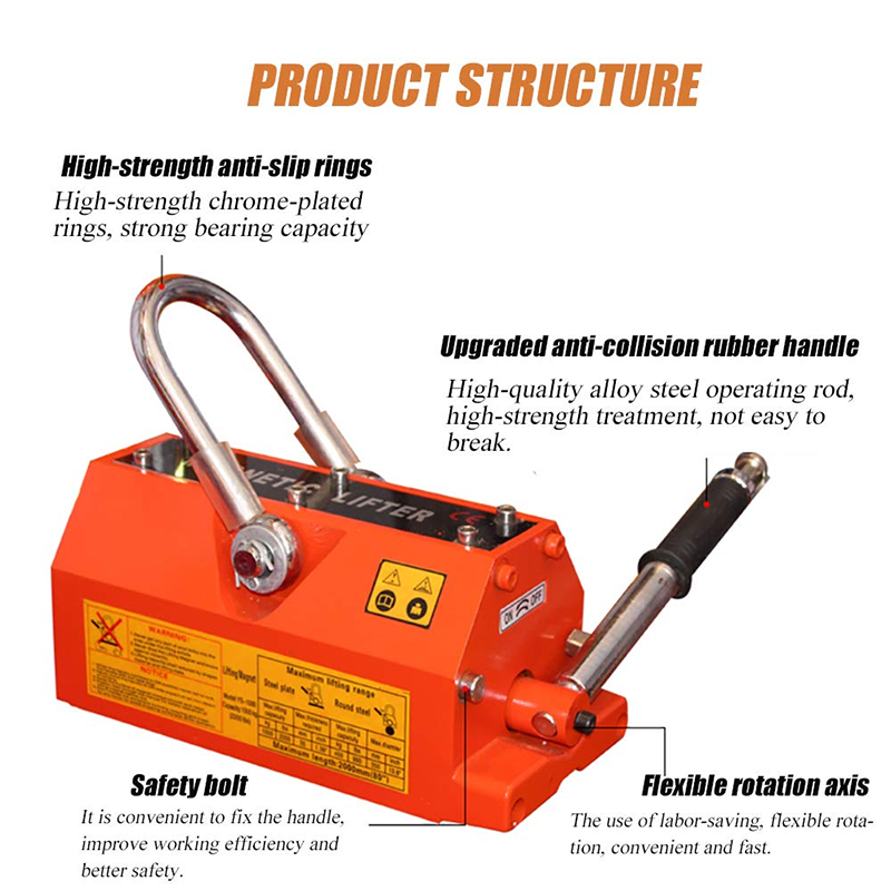 200kg/440lb Heavy Duty Magnetic Lifter Magnetic Crane Hoist Lifting Chuck Steel Magnetic Lifter For Metal Lifting