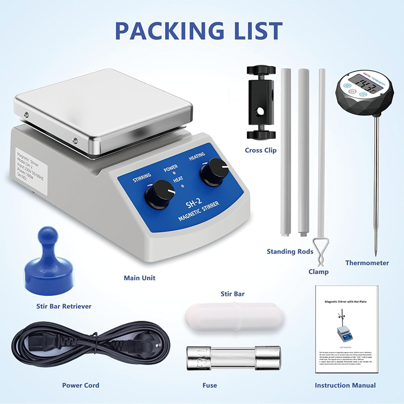 Magnetic Stirrer, Magnetic Stir Plate w/Stir Bar Retriever, 100~2000RPM Max.520℉ Hot Plate Stirrer w/Stir Bar n Support Stand