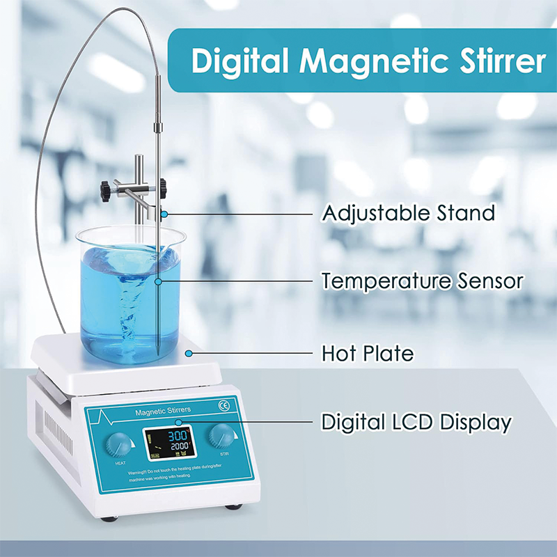 Magnetic Stirrer, 2000 RPM Hot Plate Max 300℃/572℉ Lab Heating Plate Stirrers, 5000ml Stirring Capacity with LED Digital Display