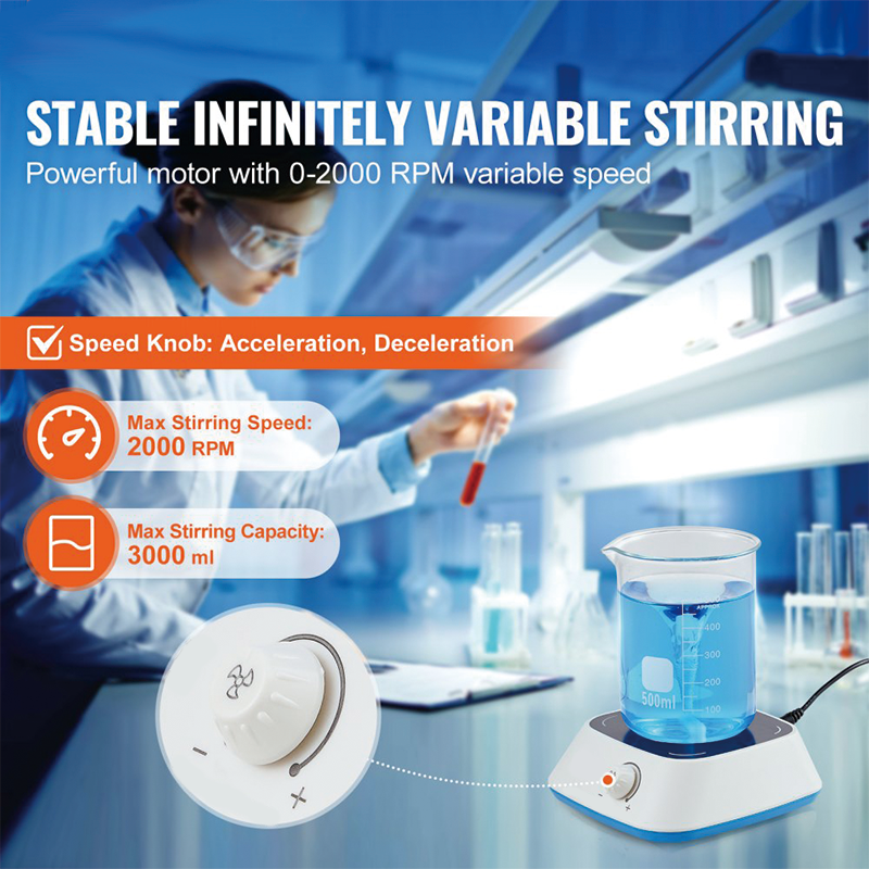 Magnetic Stirrer, 300-3000 RPM Stir Plate with Adjustable Speed Knob, 3000mL Plate Stirrer Kit