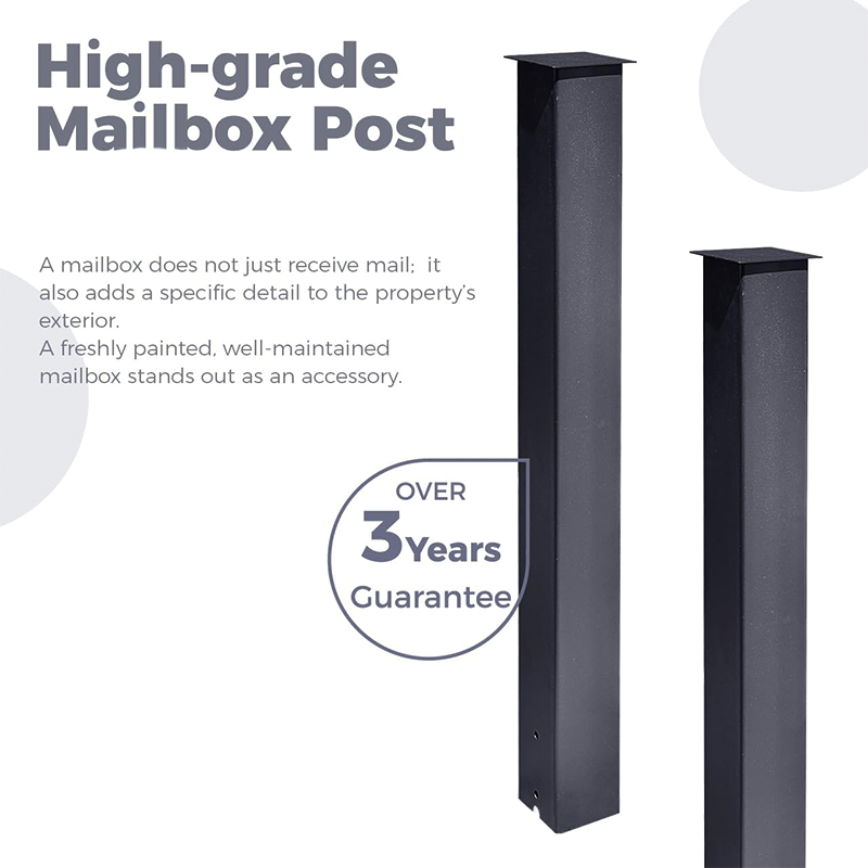 Metal Mailbox Post,43 inch Heavy Duty Steel Black Powder-Coated Surface Support Bracket,for Outdoor Street Concrete Roadside Sidewalk