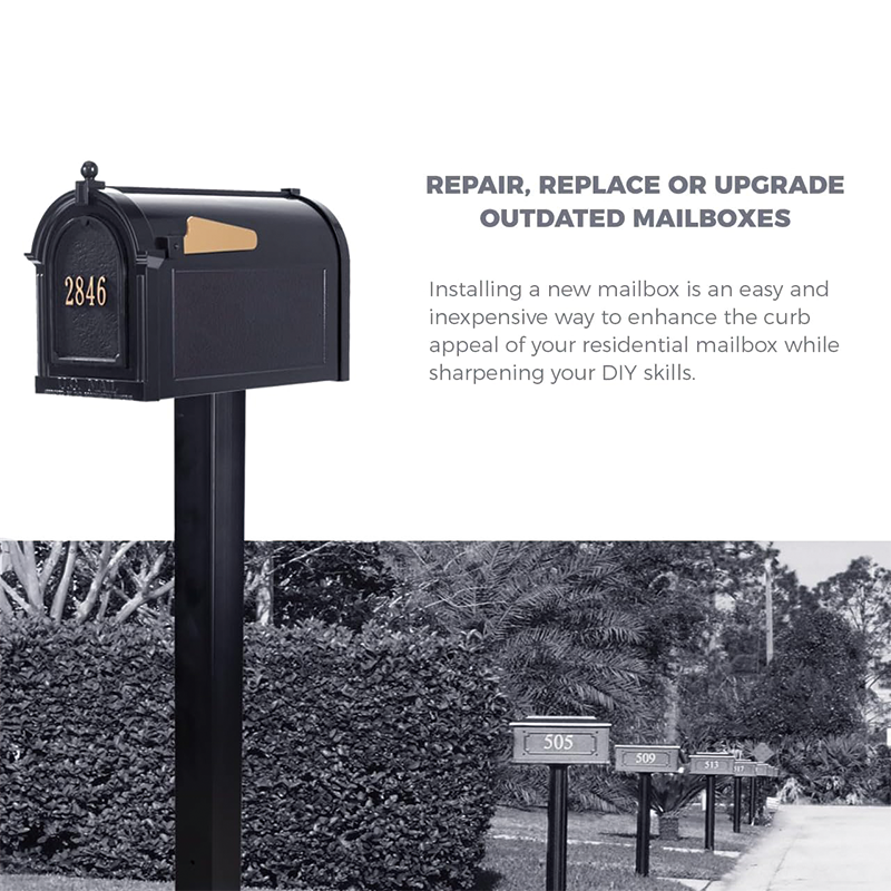 Metal Mailbox Post,43 inch Heavy Duty Steel Black Powder-Coated Surface Support Bracket,for Outdoor Street Concrete Roadside Sidewalk