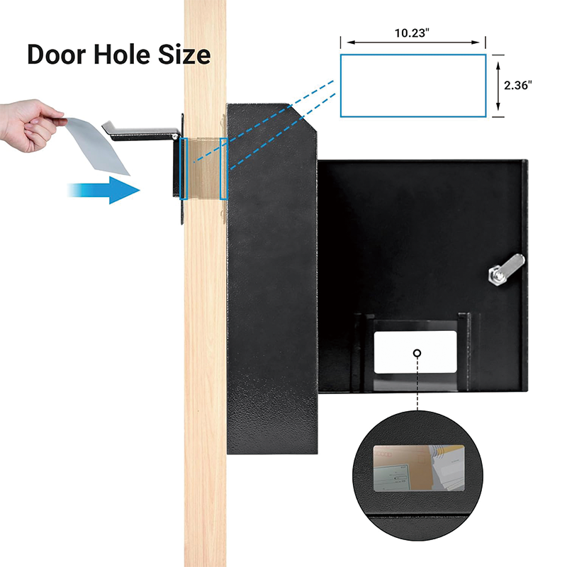 Through The Door Drop Box,16.5" x 12.5" x 6"Heavy Duty Steel Through the Door Mailbox,Mail Drop Box, Black