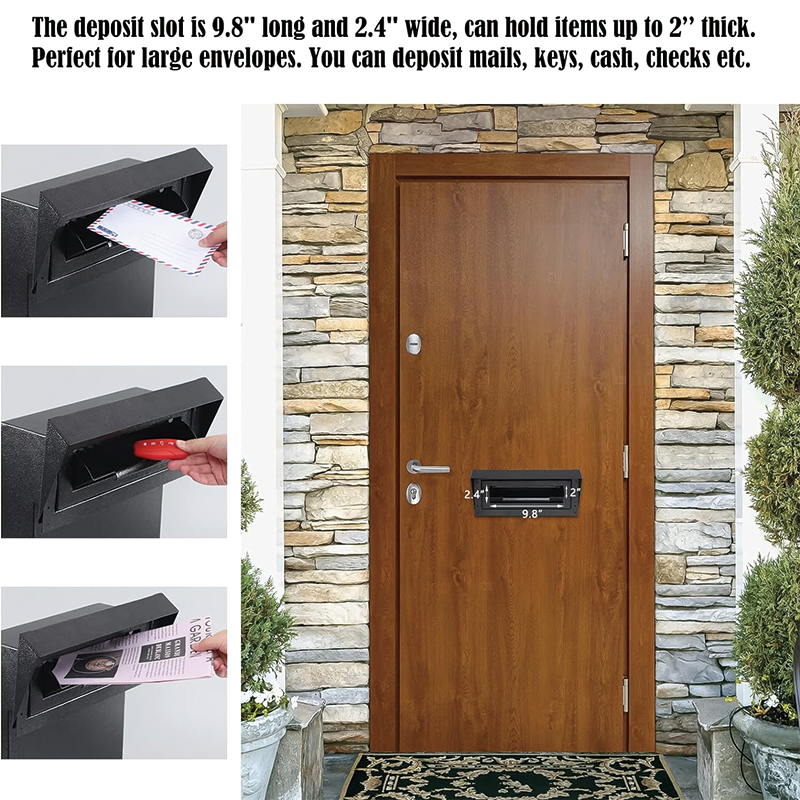 Door Drop Box for Mail,Heavy Duty Steel Through the Door Mailbox,15''x12''x6'',Through The Door Safe Locking Drop Box