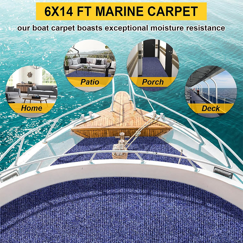 Marine Carpet, 6' x 14' x 0.2' Thick Dark Blue Indoor Outdoor Carpet Marine Carpet with Waterproof TPE Backing, Non-Slip Outdoor Marine Carpet Roll for Home, Patio, Porch, Deck