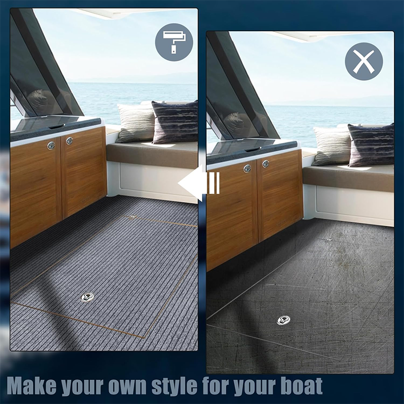 Marine Carpet Boat Carpet Marine Grade - Waterproof Grey Teak Indoor/Outdoor Carpet with Marine Backing, Anti-Slide, Cuttable, Easy-to-Clean Patio and Deck Rug