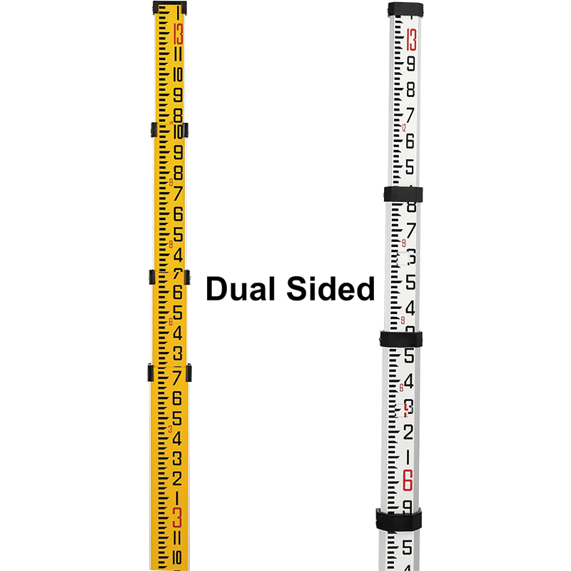 Measuring Rod , 13-Foot Aluminum Grade Rod 8ths 4 Sections Telescopic Grade Rod with Bubble Level