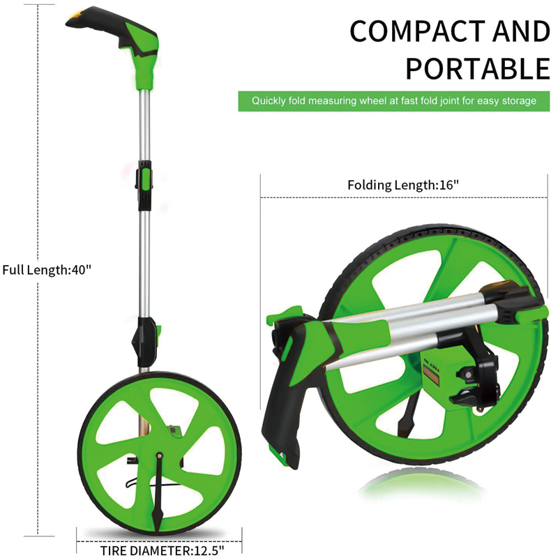 Measuring Wheel in Feet, 12’’ Diameter Wheel , Measurement 10,000Ft with Back Bag , Adapt to Various Roads