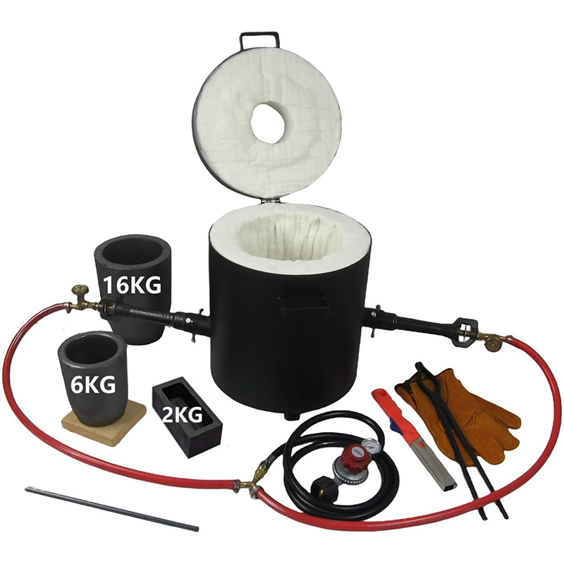 16KG Propane Melting Furnace Kit with Dual Forge Burners, 16KG and 6KG Crucibles and Other Melting and Casting Tools, Home Foundry Furnace Kiln for Melting Metal Gold, Silver, Copper