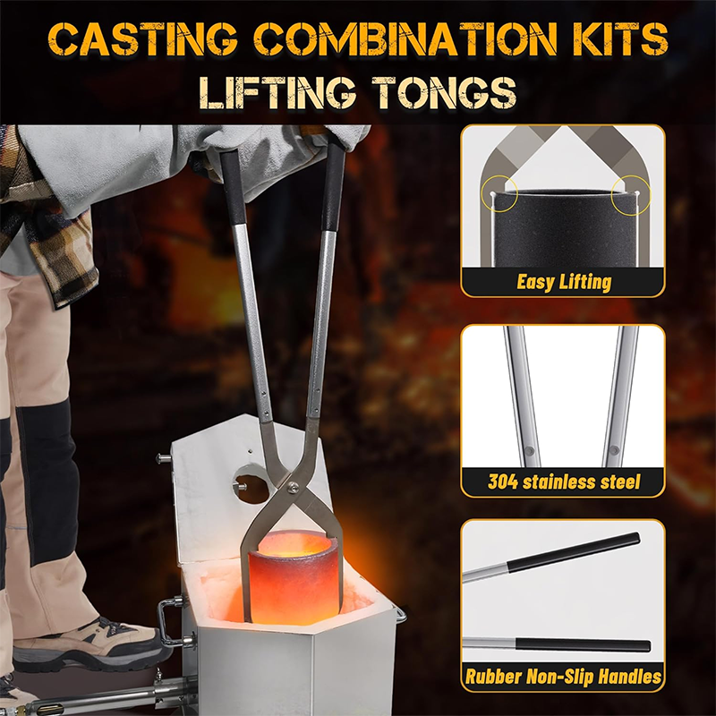 7KG/15lbs Propane Melting Furnace Kit with Two Tongs and Crucible, Brand New Kiln Metal Casting Furnace Smelting Gold Silver Copper Aluminum, Metal Recycling Home Smelting Casting Tools