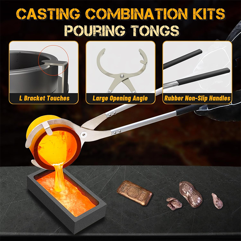 7KG/15lbs Propane Melting Furnace Kit with Two Tongs and Crucible, Brand New Kiln Metal Casting Furnace Smelting Gold Silver Copper Aluminum, Metal Recycling Home Smelting Casting Tools