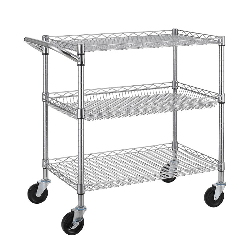 Multifunctional Kitchen Basket Trolley, Outdoor Tool Storage Rack