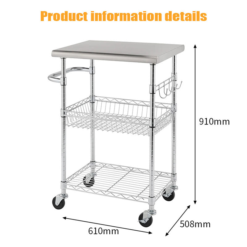 Stainless Steel Trolley Rack, Storage Trolley For Storage Supplies, Movable Storage Rack