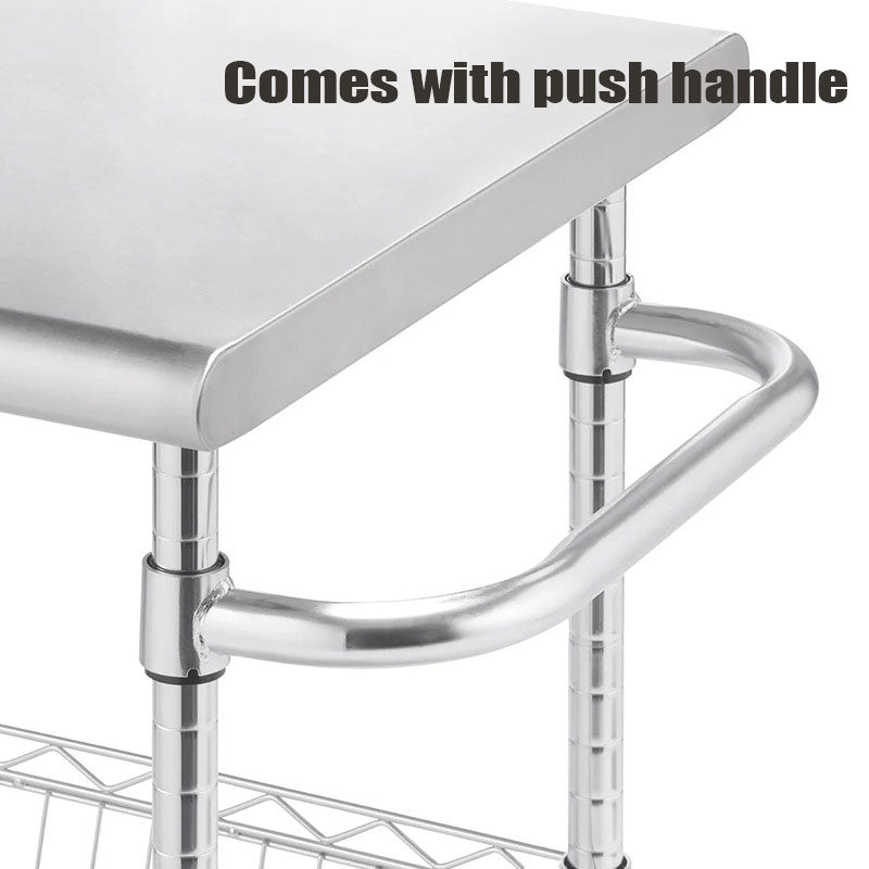 Stainless Steel Trolley Rack, Storage Trolley For Storage Supplies, Movable Storage Rack