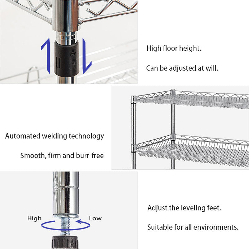 Multifunctional Kitchen Basket Trolley, Outdoor Tool Storage Rack