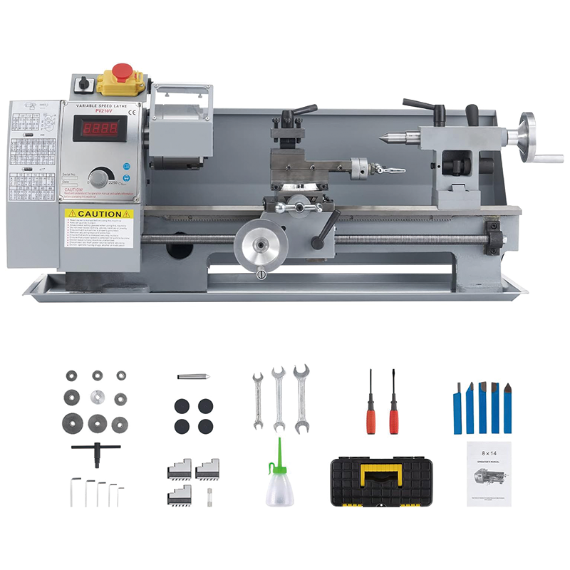 8"x14" Metal Lathe Machine with 600W Metal Gear Brushed Motor,Metal Turning Cutting Drilling Benchtop Metal Lathe for Home and Shop DIY