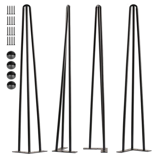 4PCS 34" Coffee Desk Legs,Heavy Duty Metal Furniture Legs Hairpin Table Legs with Rubber Floor Protectors,for Home DIY Bench Desk Bar Dining End Table Chairs