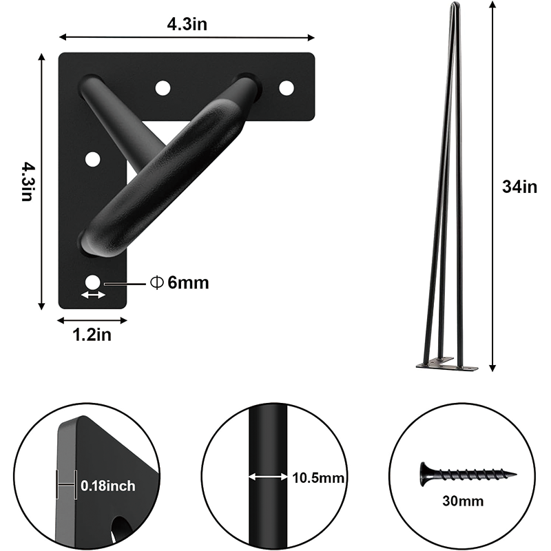 4PCS 34" Coffee Desk Legs,Heavy Duty Metal Furniture Legs Hairpin Table Legs with Rubber Floor Protectors,for Home DIY Bench Desk Bar Dining End Table Chairs