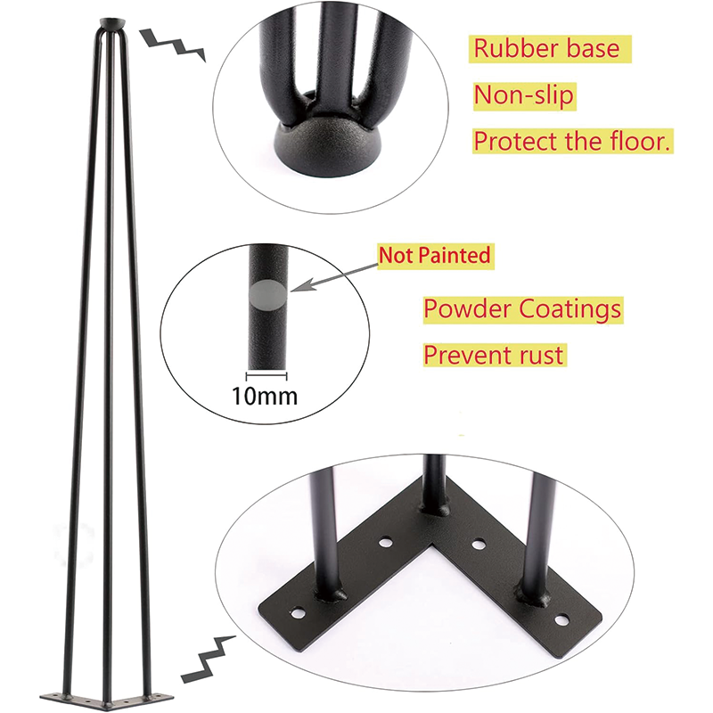 4PCS 34" Coffee Desk Legs,Heavy Duty Metal Furniture Legs Hairpin Table Legs with Rubber Floor Protectors,for Home DIY Bench Desk Bar Dining End Table Chairs