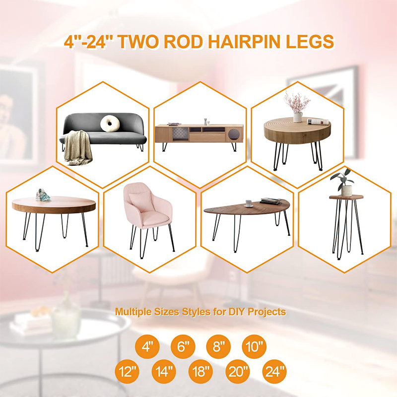 Hairpin Legs for Furniture Set of 4,24 Inch Heavy Duty Industrial Metal Table Legs,DIY Hair Pin Legs for Coffee Table, Side Table with 4 Floor Protectors