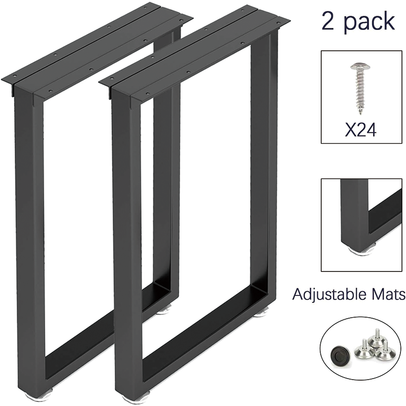 Metal Table Legs 28 inch Height x 17.7 inch Wide,Square Reinforced Steel Office Table legs Set of 2 for Desk/Table DIY