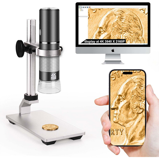 4K Microscope with Professional Stand for iPhone Android PC, 50-1000X Digital USB Microscope Endoscope HD Camera for All Phones iPad Android Tablets Windows Mac Chrome Linux
