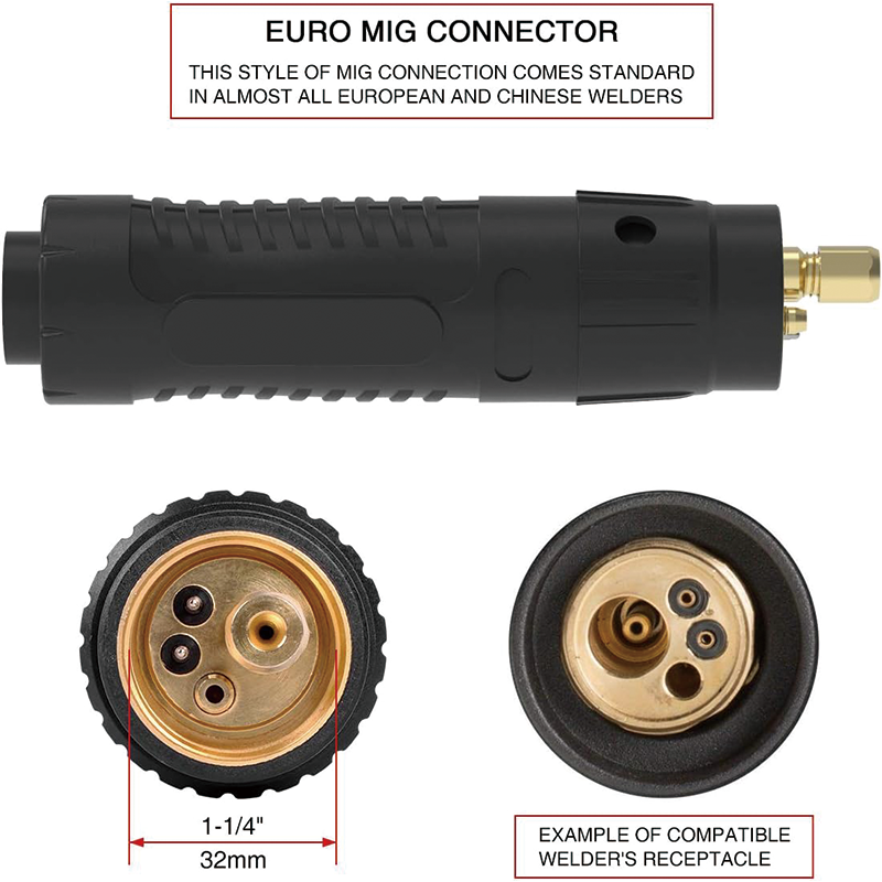 10ft Mig Welding Gun, 150Amp Euro Connector for Torch Welder Gun Miller Welding Gun, Welding Torch Stinger Replacement fit