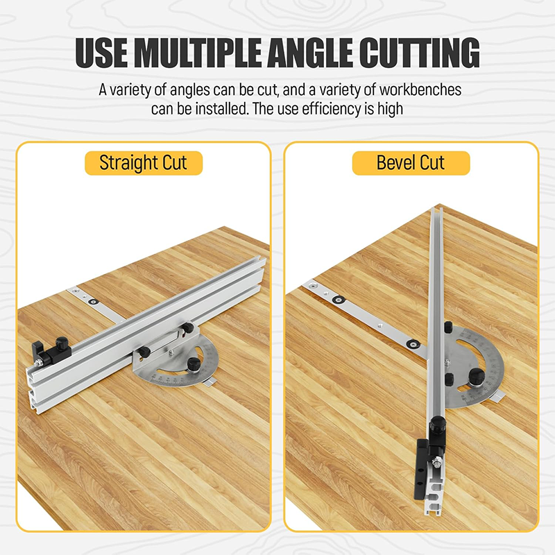 Precision Table Saw Miter Gauge System with Miter Fence, 120° Angle Stop Adjustable, for Table Saw, Band Saw, Router Table, 250mm