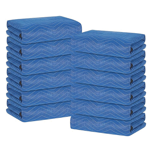 Moving Blankets,Professional Quilted Furniture Shipping and Storage Pads,Heavy Duty Mover Pads for Protecting Furniture,80" x 72",Blue and Black(12 packs)