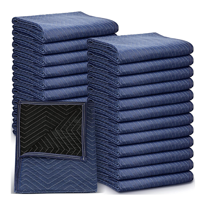 24 Pcs Moving Blankets,74 x 40 Blankets Heavy Duty Packing Blankets, for Protecting Furniture, Floors, Moves and Storage(Blue)