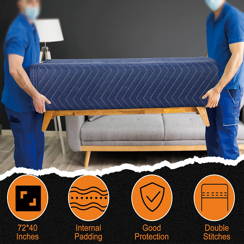 24 Pcs Moving Blankets,74 x 40 Blankets Heavy Duty Packing Blankets, for Protecting Furniture, Floors, Moves and Storage(Blue)