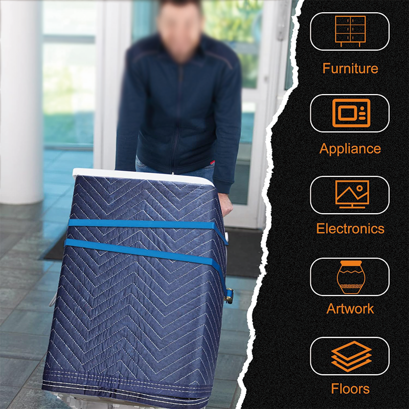 24 Pcs Moving Blankets,74 x 40 Blankets Heavy Duty Packing Blankets, for Protecting Furniture, Floors, Moves and Storage(Blue)