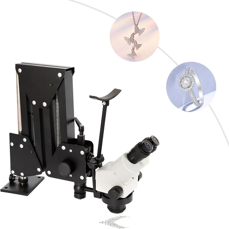 Multi-Directional Microscope 7X-45X Jewelry Tool Stereo Zoom Binocular Microscope with Spring Bracket 360 Degree Rotatable