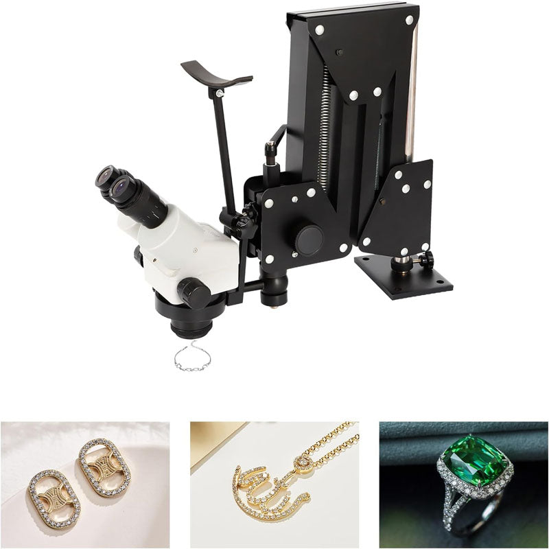 Multi-Directional Microscope 7X-45X Jewelry Tool Stereo Zoom Binocular Microscope with Spring Bracket 360 Degree Rotatable