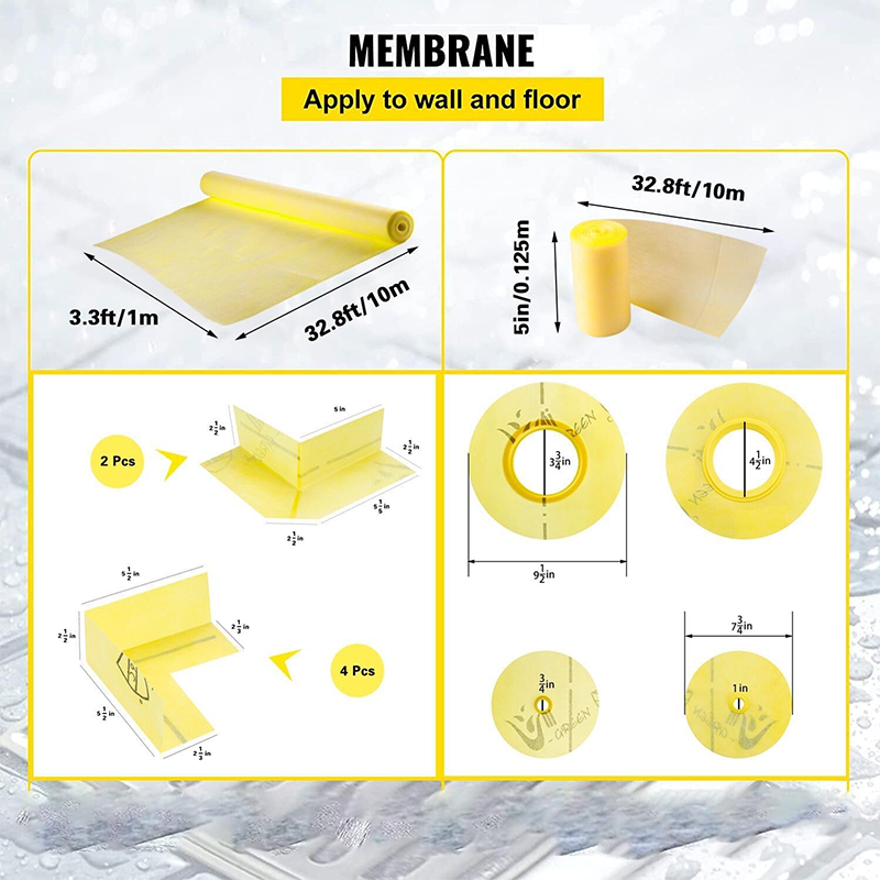 EPS Foam Shower Curb Kit, 48" x 48" Shower Pan Kit, Foam Tile Shower Base with ABS Flange and 4" Brushed Nickel Drain Grille