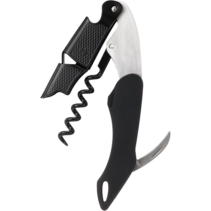 Corkscrews & Wine Bottle Openers Professional Waiter Bottle Opener - Wine Key, Beer Bottle Opener and Foil Cutter with Ergonomic Rubber Grip (Pack of 1)