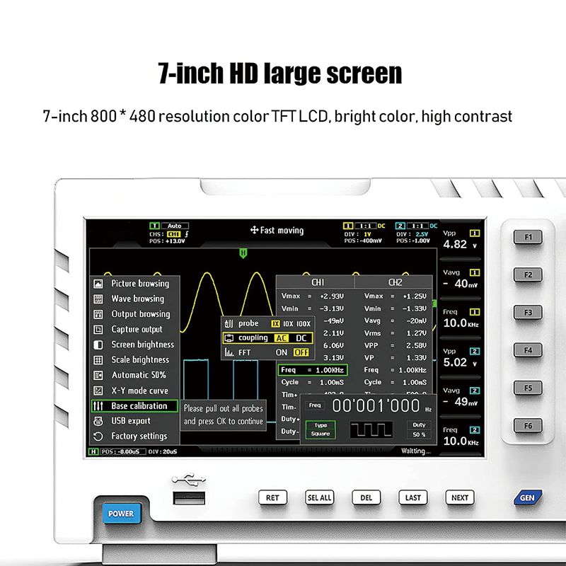 Digital Oscilloscope, 2 in 1 DDS Signal Generator with 2 Channels, 00Mhz Bandwidth 1GSa/s Sampling Rate