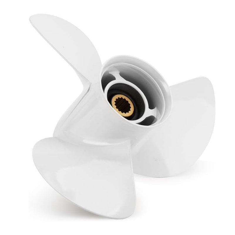 Upgraded Aluminum Outboard Motor Boat Propeller Fits Yamaha Engine 60-115 HP, White Three Blade