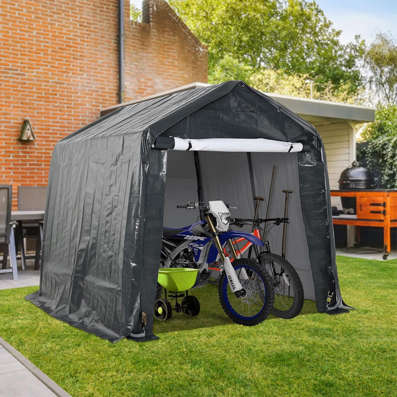 Heavy Duty Storage Shed, Portable Shed Carport With Roll-Up Shutter Waterproof And UV Resistant For Motorcycles, Bicycles Or Garden Tools