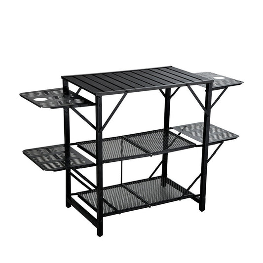 Outdoor Mobile Kitchen Table, Camping Picnic Stove Tableware Folding Portable Multifunctional Aluminum Alloy Table