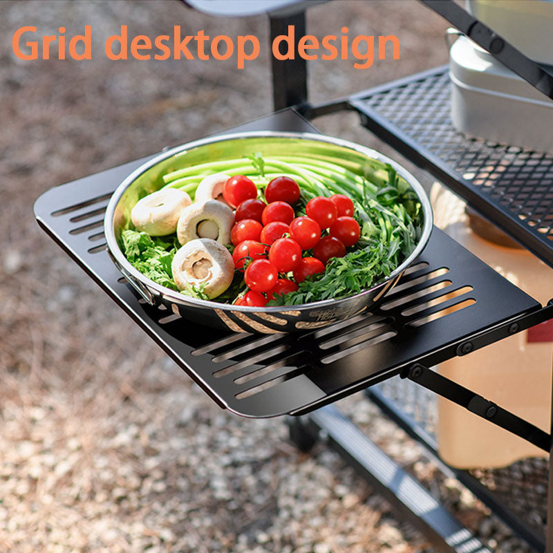 Outdoor Mobile Kitchen Table, Camping Picnic Stove Tableware Folding Portable Multifunctional Aluminum Alloy Table