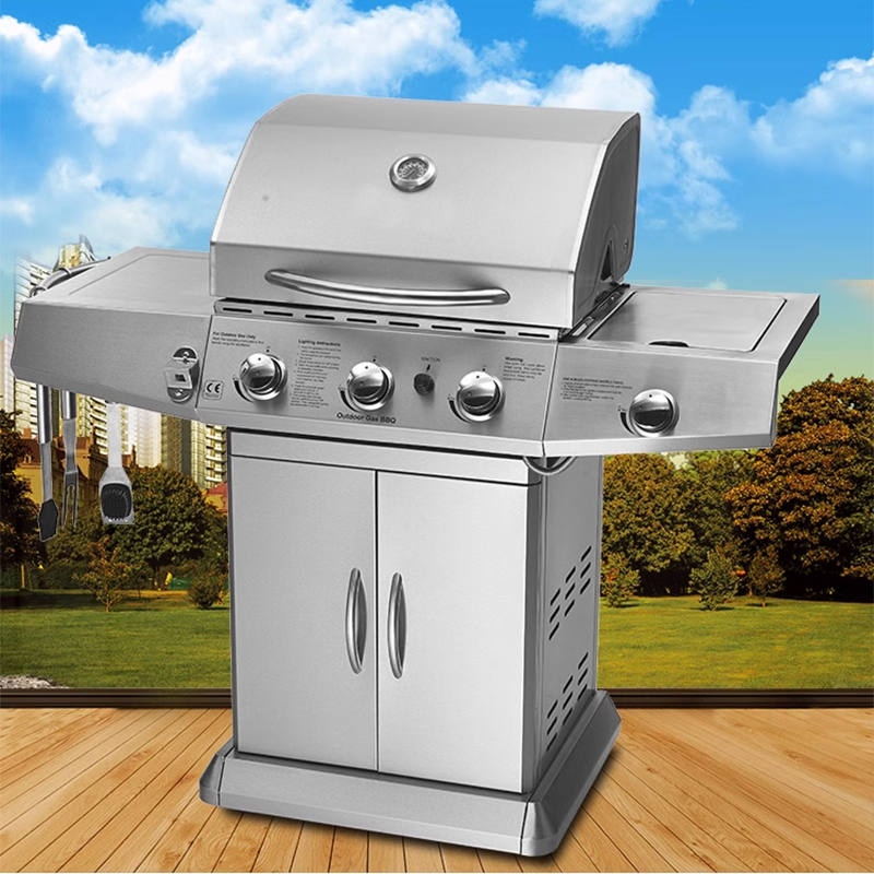 Outdoor American Professional Barbecue Grill Courtyard Villa Gas Household Stainless Steel Barbecue Grill Gas Charcoal Dual Use