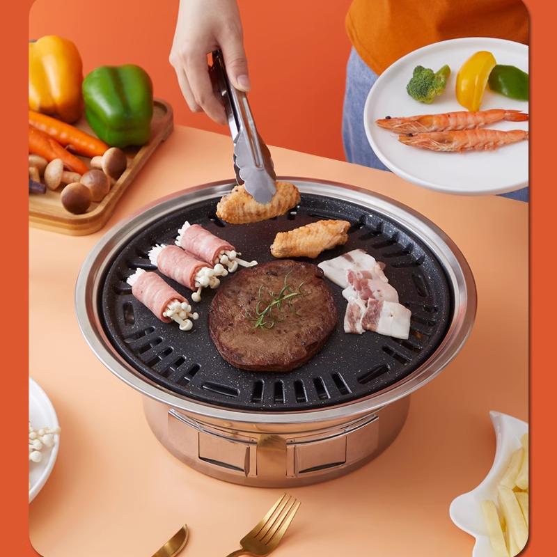 40CM Charcoal Grill Commercial Outdoor Portable Charcoal Grill Charcoal Grill Household Indoor Smokeless Barbecue Pot Round
