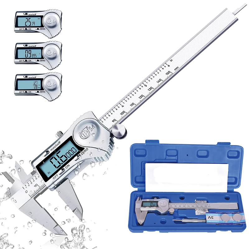 Digital Caliper, Calipers 6 Inch Calipers Measuring Tool, Easy Switch from Inch Metric Fraction, with Large LCD Screen