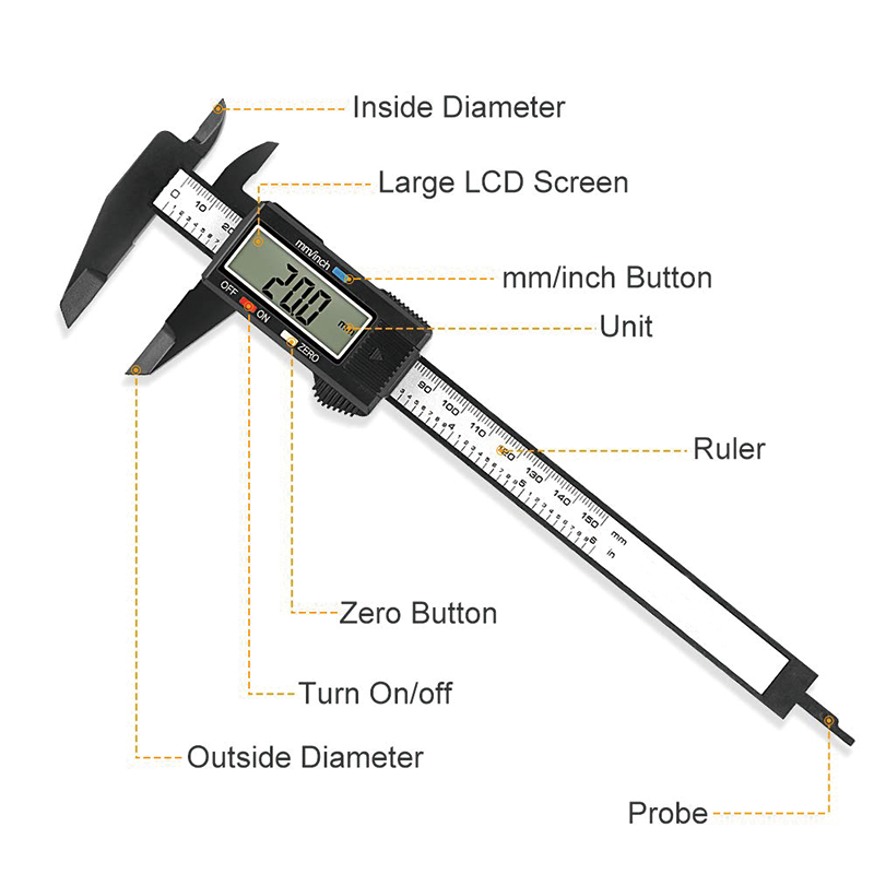 Digital Caliper, 6" Calipers Measuring Tool with Large LCD Screen, Inch and Millimeter Conversion, for Household/DIY Measurment