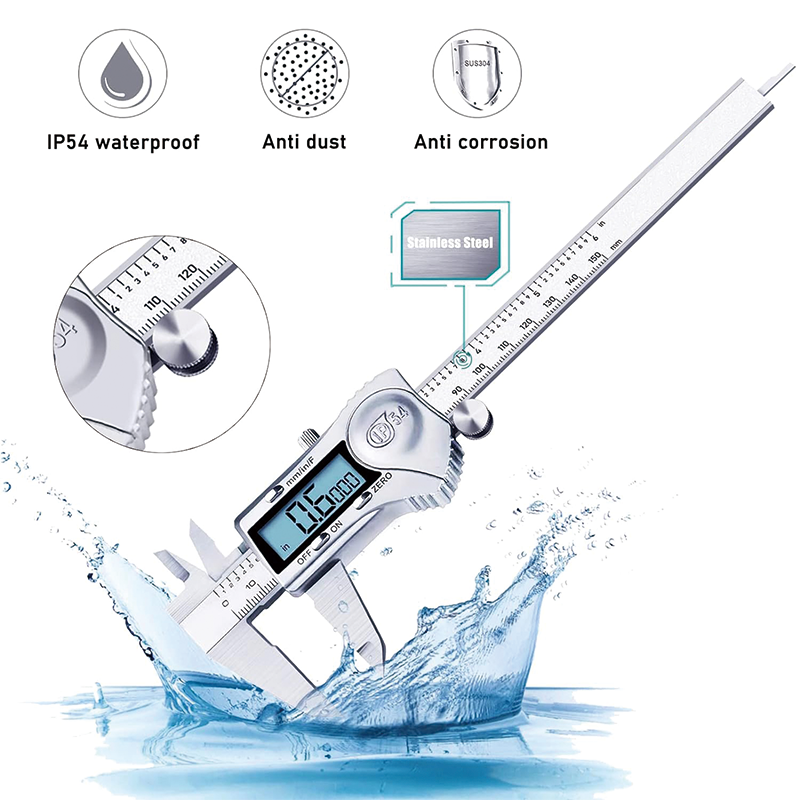 Digital Caliper, Calipers 6 Inch Calipers Measuring Tool, Easy Switch from Inch Metric Fraction, with Large LCD Screen