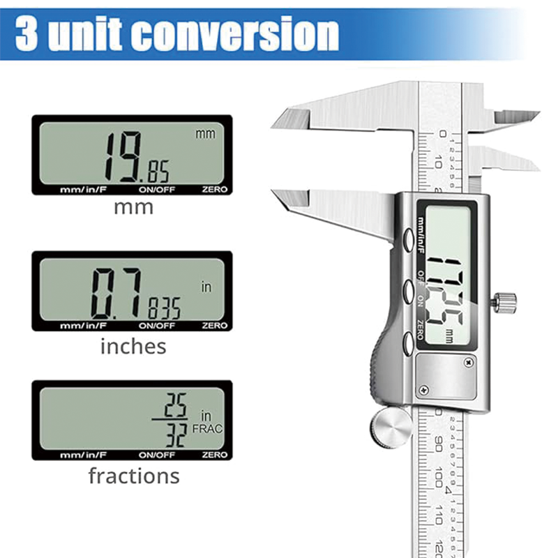 Digital Caliper, Calipers Measuring Tool 0-6", Electronic Micrometer Caliper with Large LCD Screen,Inch and Millimeter Conversion, Two Batteries Included