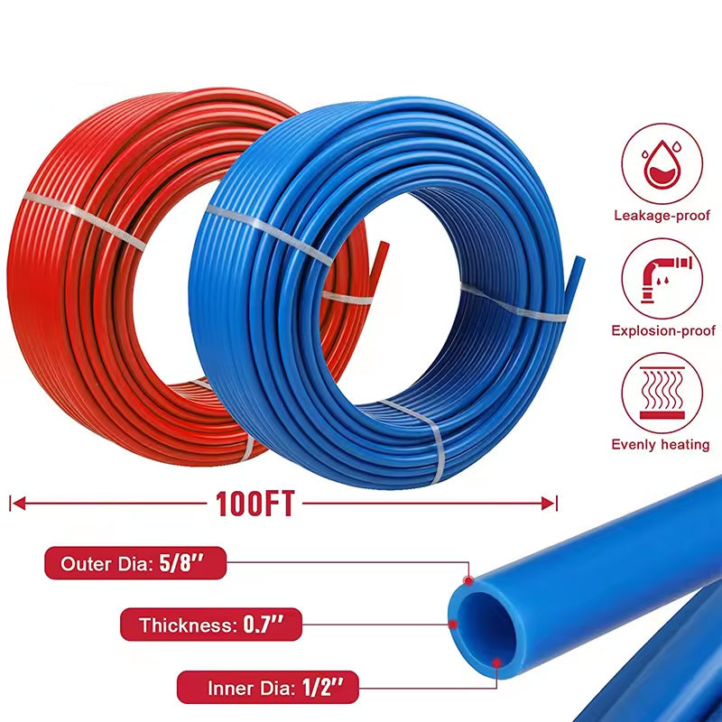 PEX Pipes HVAC Fitting Expander Air Conditioner Gas Type 1/2 Inch X 100 Feet PEX Tubing Non Oxygen Barrier
