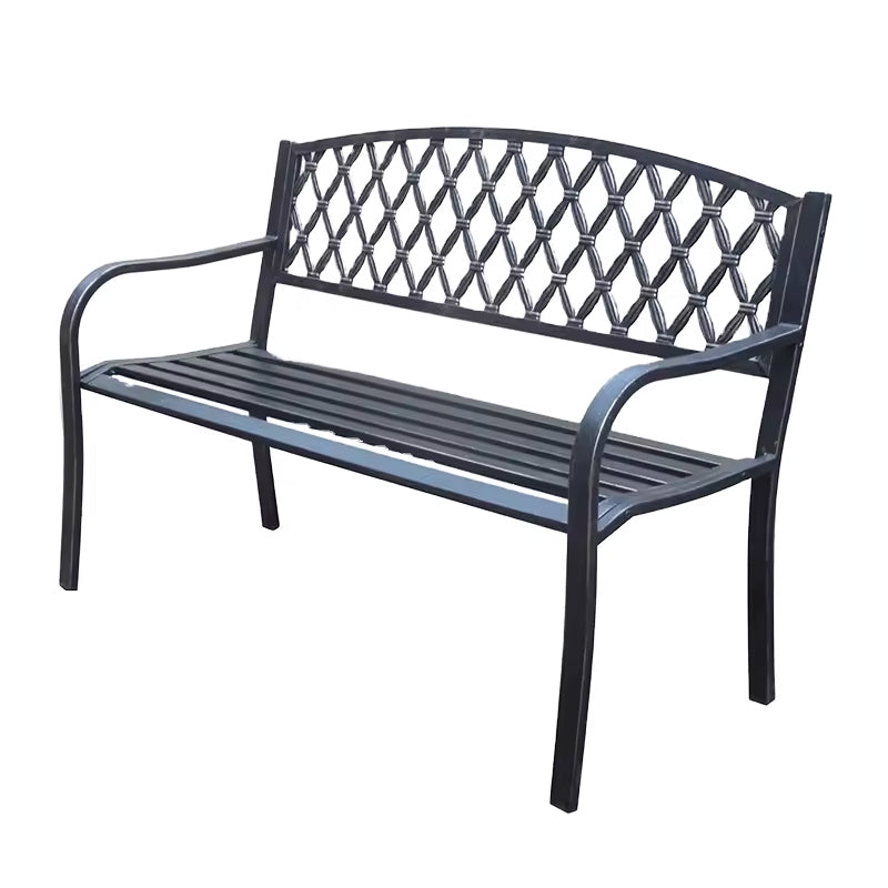 Garden Bench Outdoor Benches Park Bench Cast Iron Back Metal Bench Patio Bench with  for Lawn Yard Porch