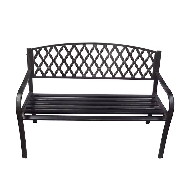 Garden Bench Outdoor Benches Park Bench Cast Iron Back Metal Bench Patio Bench with  for Lawn Yard Porch